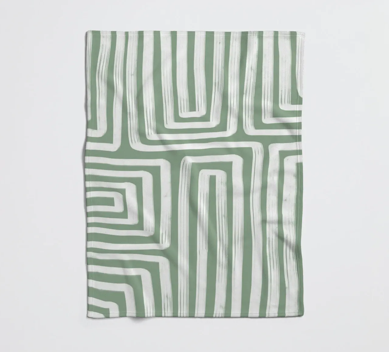 Line study I - green fleece blanket by BAINAI