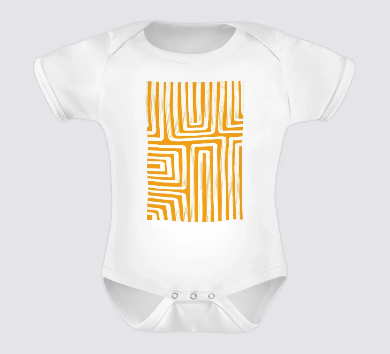 Line study I - yellow short-sleeve baby romper by BAINAI
