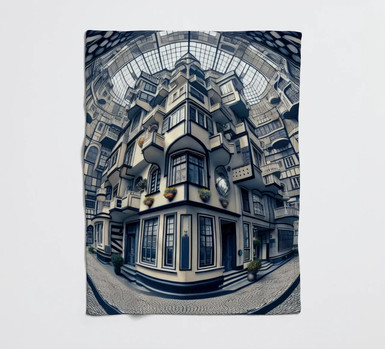 Sphere 006 - Futuristic Atrium With Geometric Architecture Fleecedecke von Spheres