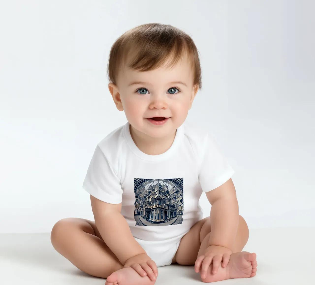 Sphere 006 - Futuristic Atrium With Geometric Architecture Kurzarm Babybody von Spheres