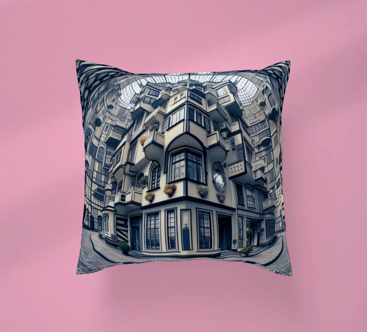 Sphere 006 - Futuristic Atrium With Geometric Architecture decorative cushion by Spheres