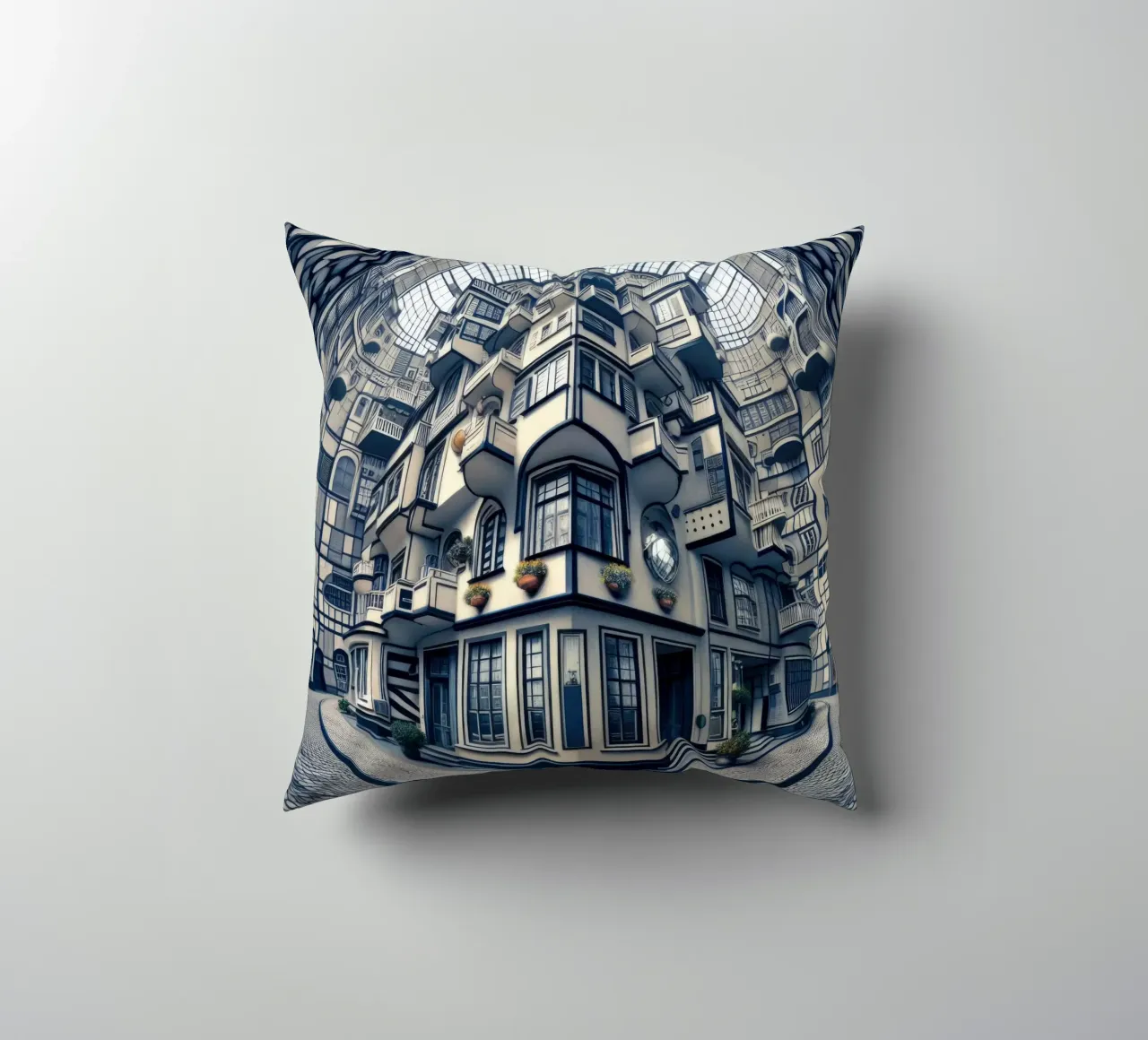Sphere 006 - Futuristic Atrium With Geometric Architecture decorative cushion by Spheres