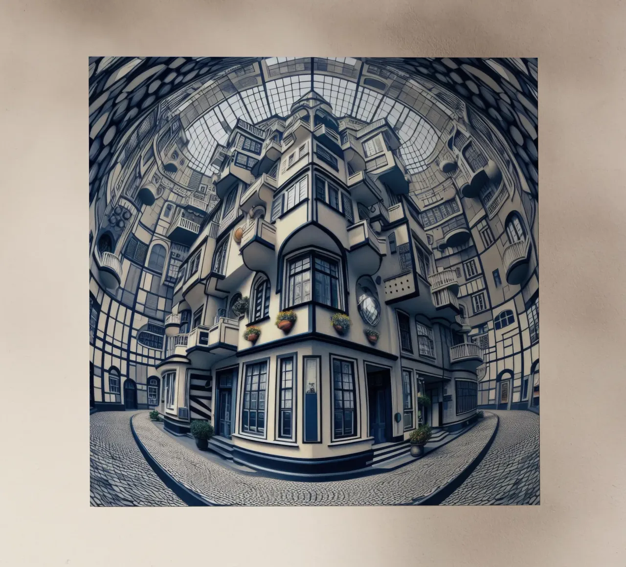 Sphere 006 - Futuristic Atrium With Geometric Architecture Backlit Folie von Spheres