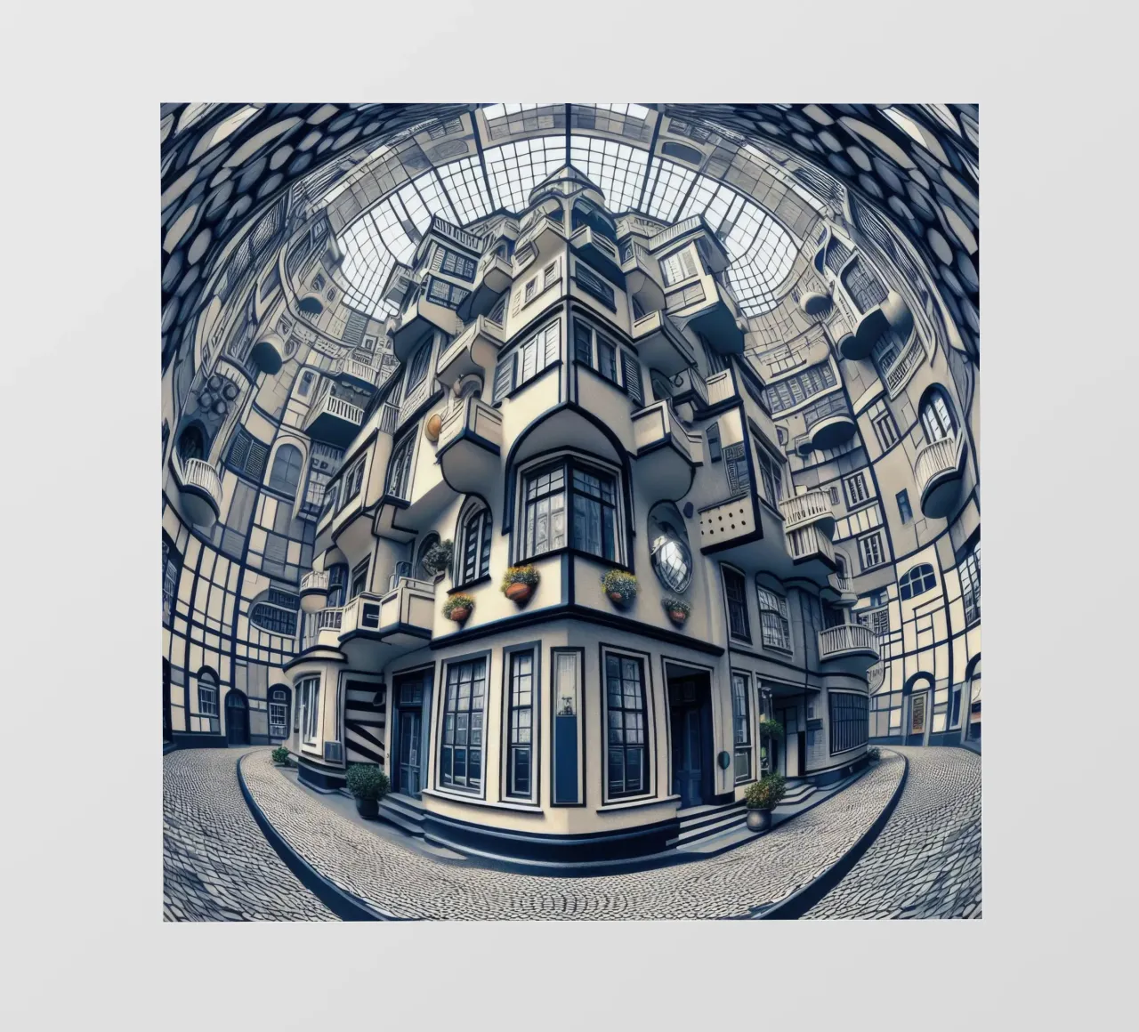 Sphere 006 - Futuristic Atrium With Geometric Architecture Backlit Folie von Spheres