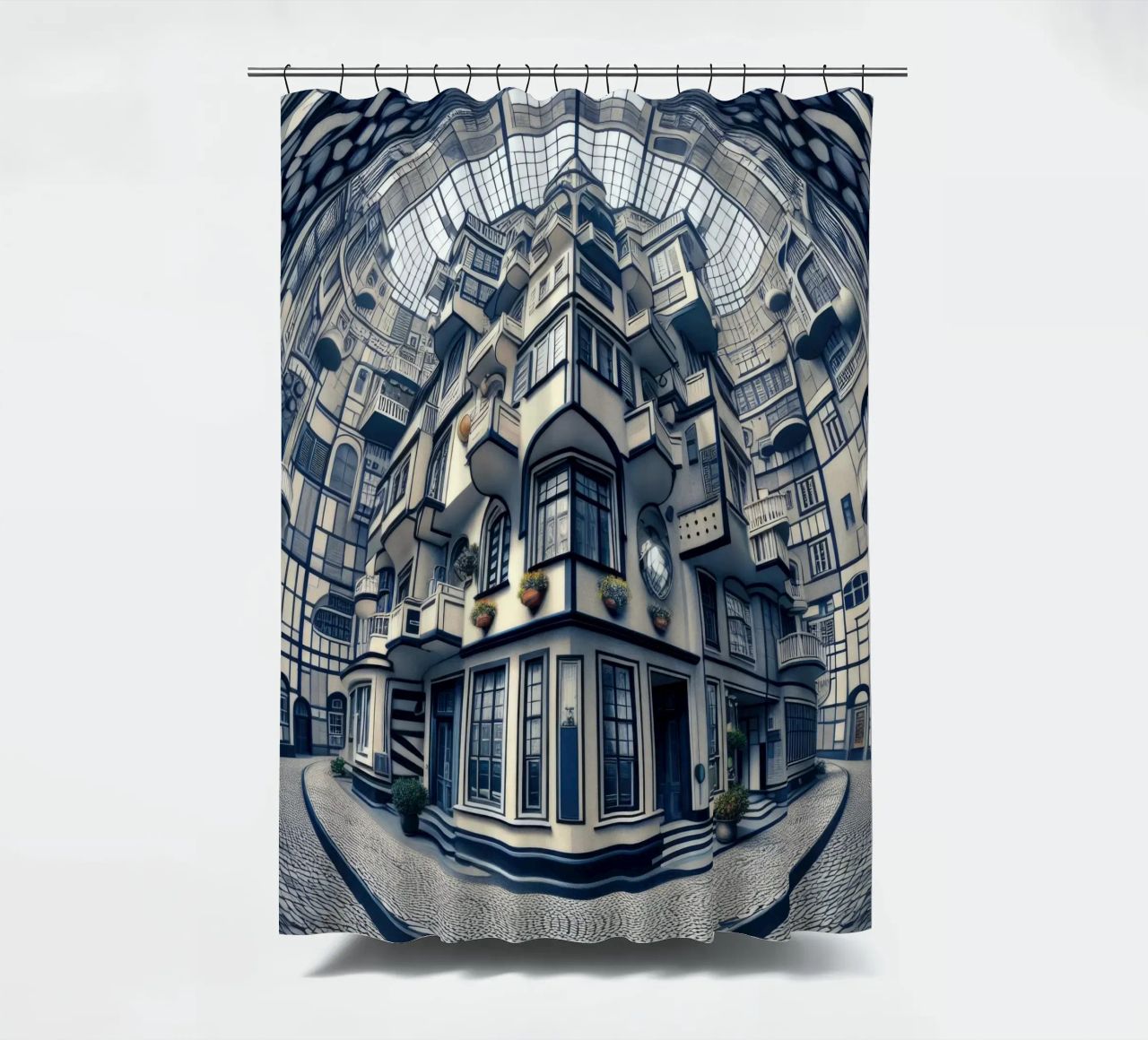 Sphere 006 - Futuristic Atrium With Geometric Architecture Duschvorhang von Spheres
