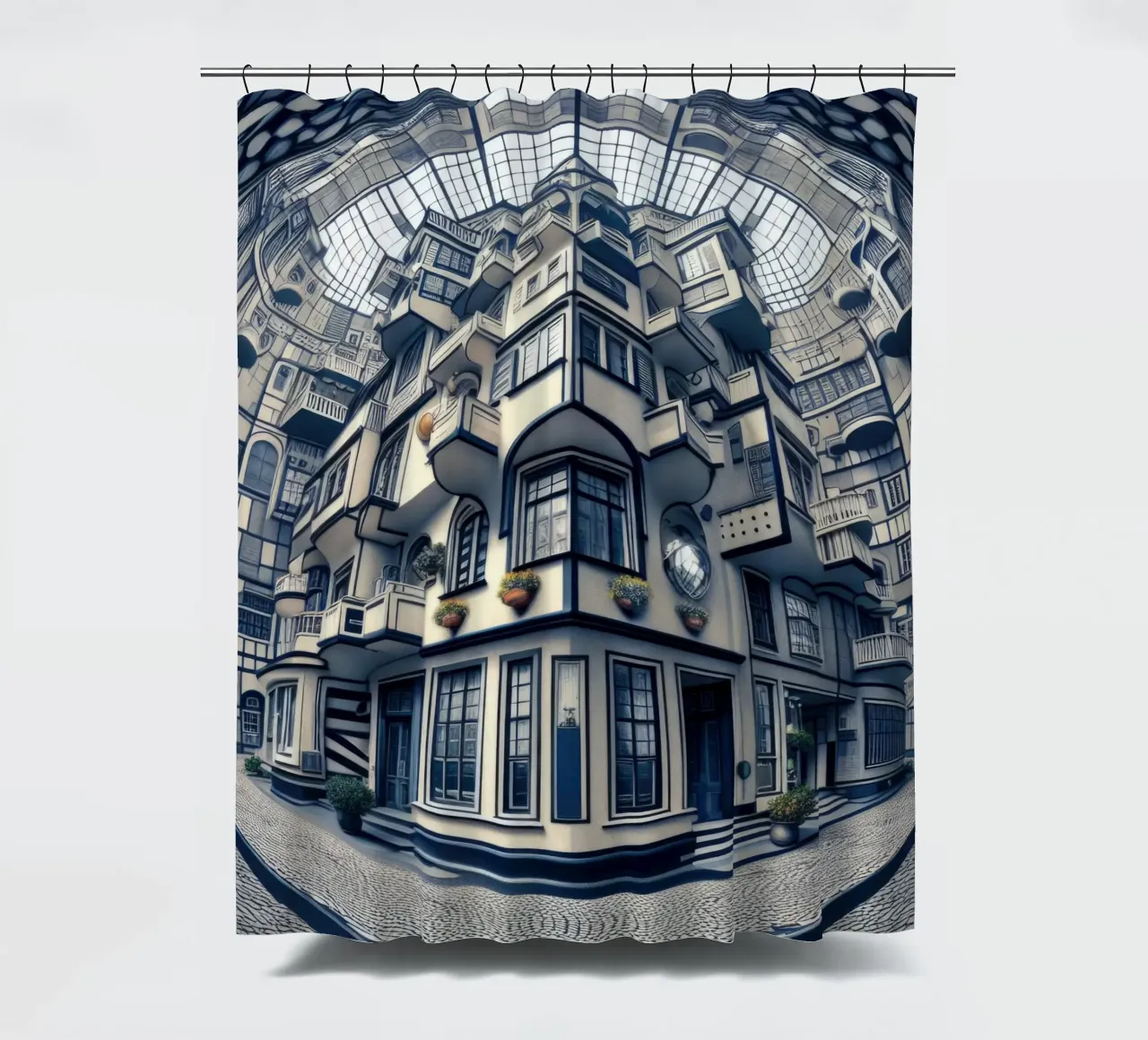 Sphere 006 - Futuristic Atrium With Geometric Architecture Duschvorhang von Spheres