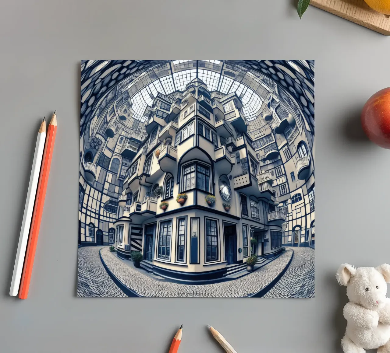 Sphere 006 - Futuristic Atrium With Geometric Architecture Stickerbogen von Spheres