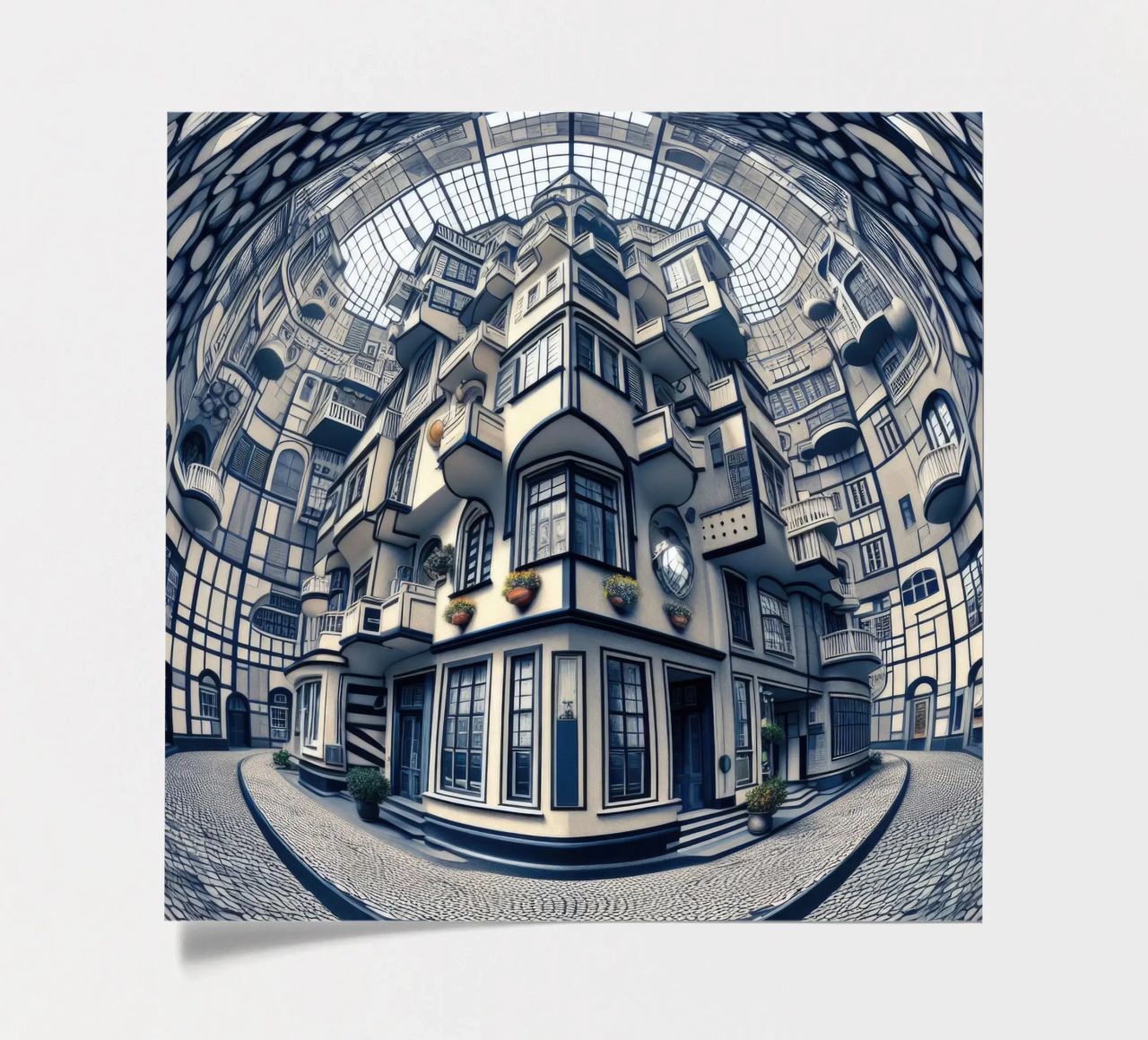 Sphere 006 - Futuristic Atrium With Geometric Architecture Stickerbogen von Spheres