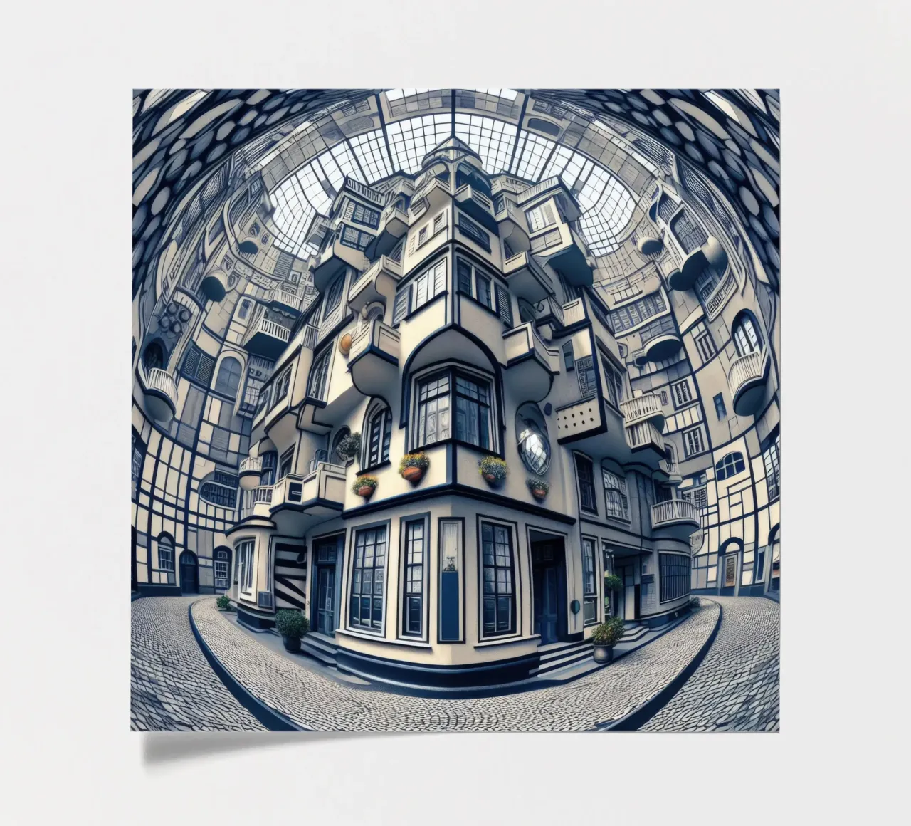 Sphere 006 - Futuristic Atrium With Geometric Architecture Stickerbogen von Spheres