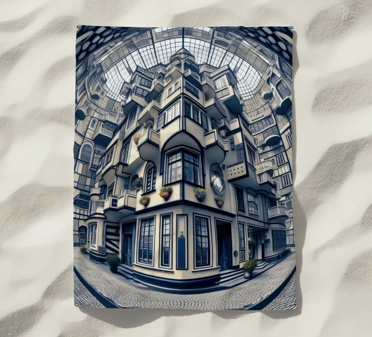 Sphere 006 - Futuristic Atrium With Geometric Architecture Strandtuch von Spheres