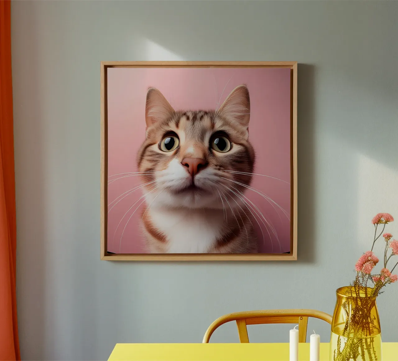Adorable Katze Nahaufnahme | Quirky Fischauge Tier Kunstdruck Leinwand von FlexiDesignsByK