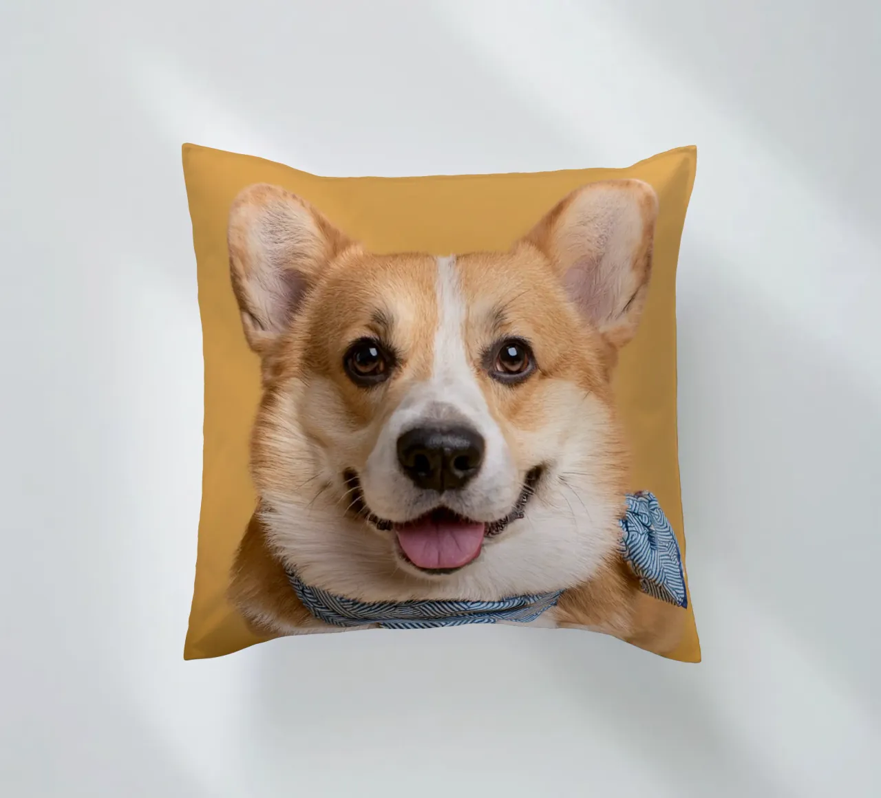 Smiling Corgi in Blue Bandana | Adorable Dog Wall Art decorative cushion by FlexiDesignsByK
