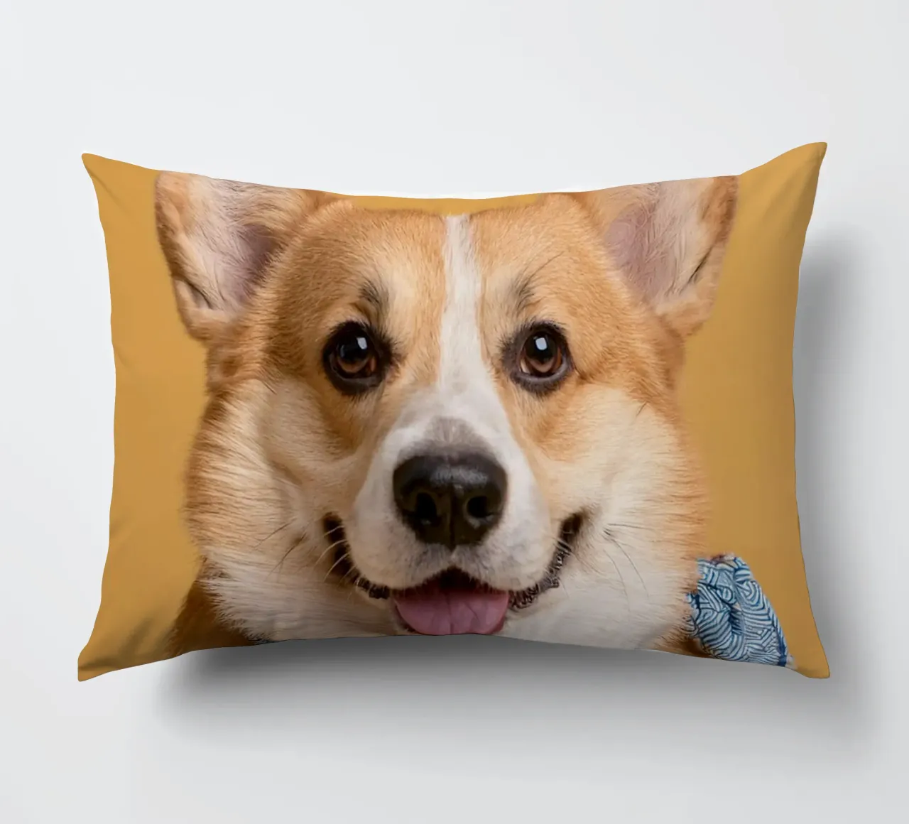 Smiling Corgi in Blue Bandana | Adorable Dog Wall Art decorative cushion by FlexiDesignsByK