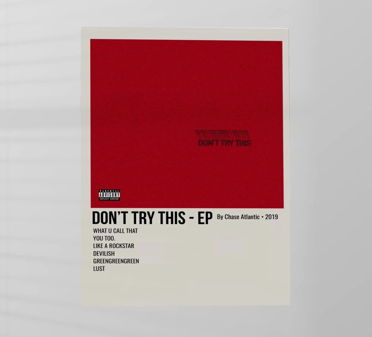 DON'T TRY THIS - EP By Chase Atlantic - 2019 pellicola backlit da SoundStudio