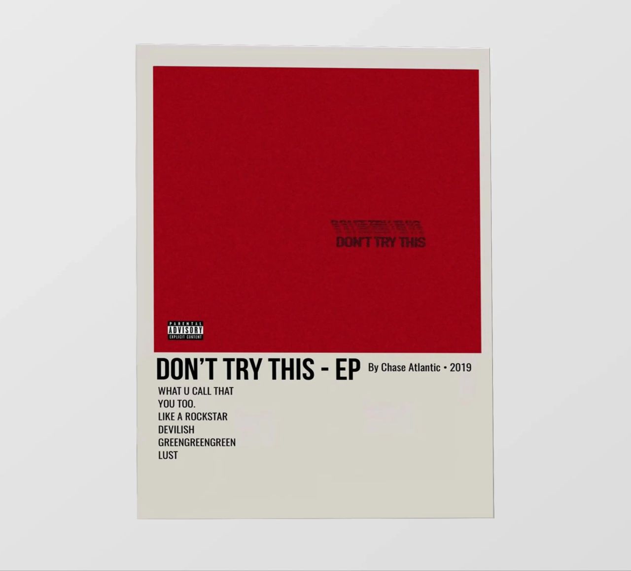 DON'T TRY THIS - EP By Chase Atlantic - 2019 pellicola backlit da SoundStudio