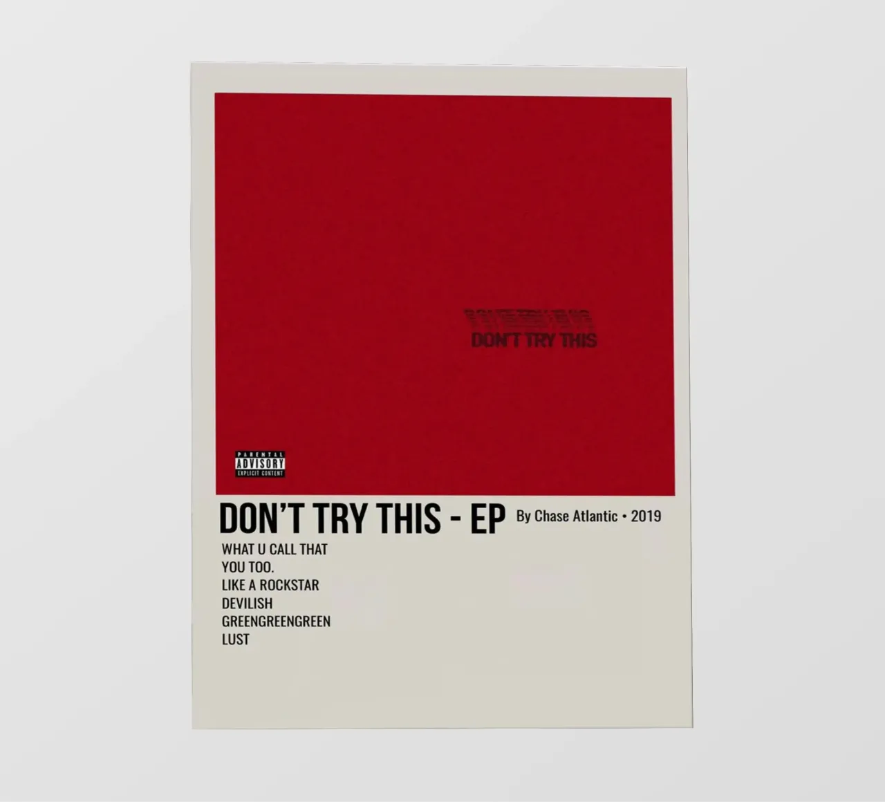 DON'T TRY THIS - EP By Chase Atlantic - 2019 lámina retroiluminada de SoundStudio