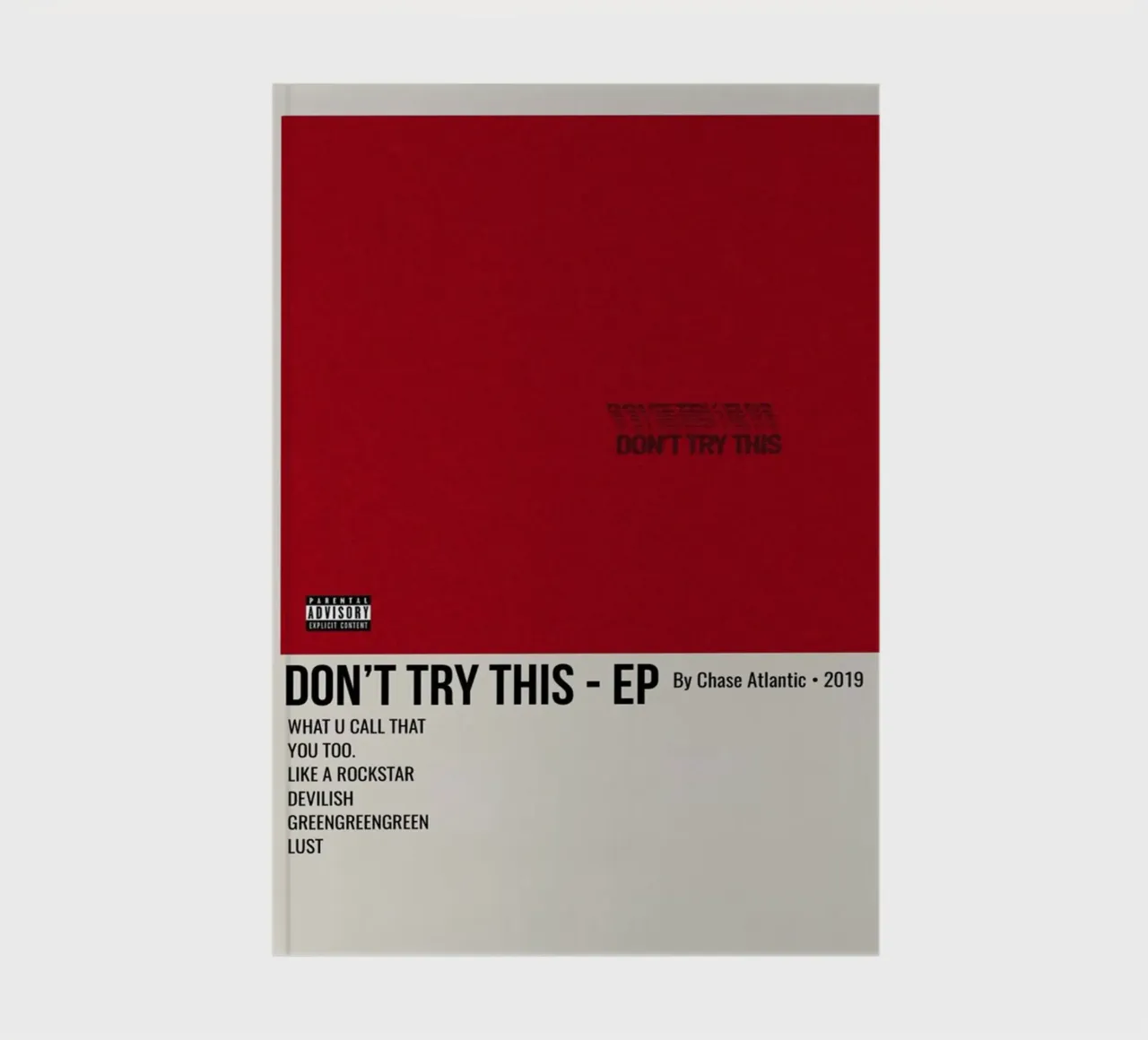 DON'T TRY THIS - EP By Chase Atlantic - 2019 carnet de notes de SoundStudio