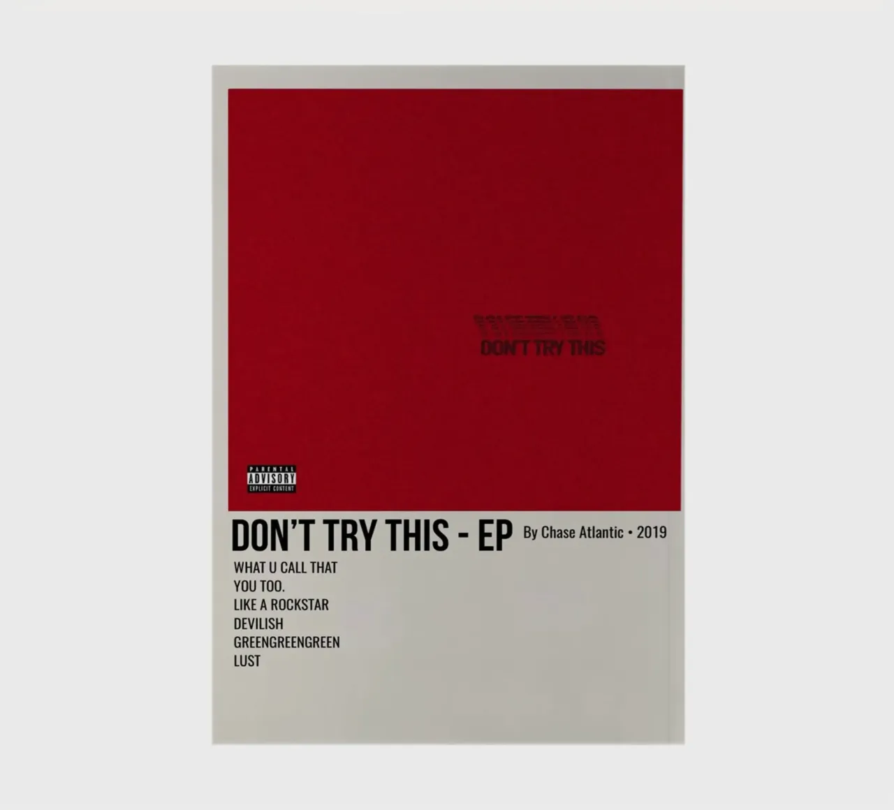 DON'T TRY THIS - EP By Chase Atlantic - 2019 cuaderno de SoundStudio