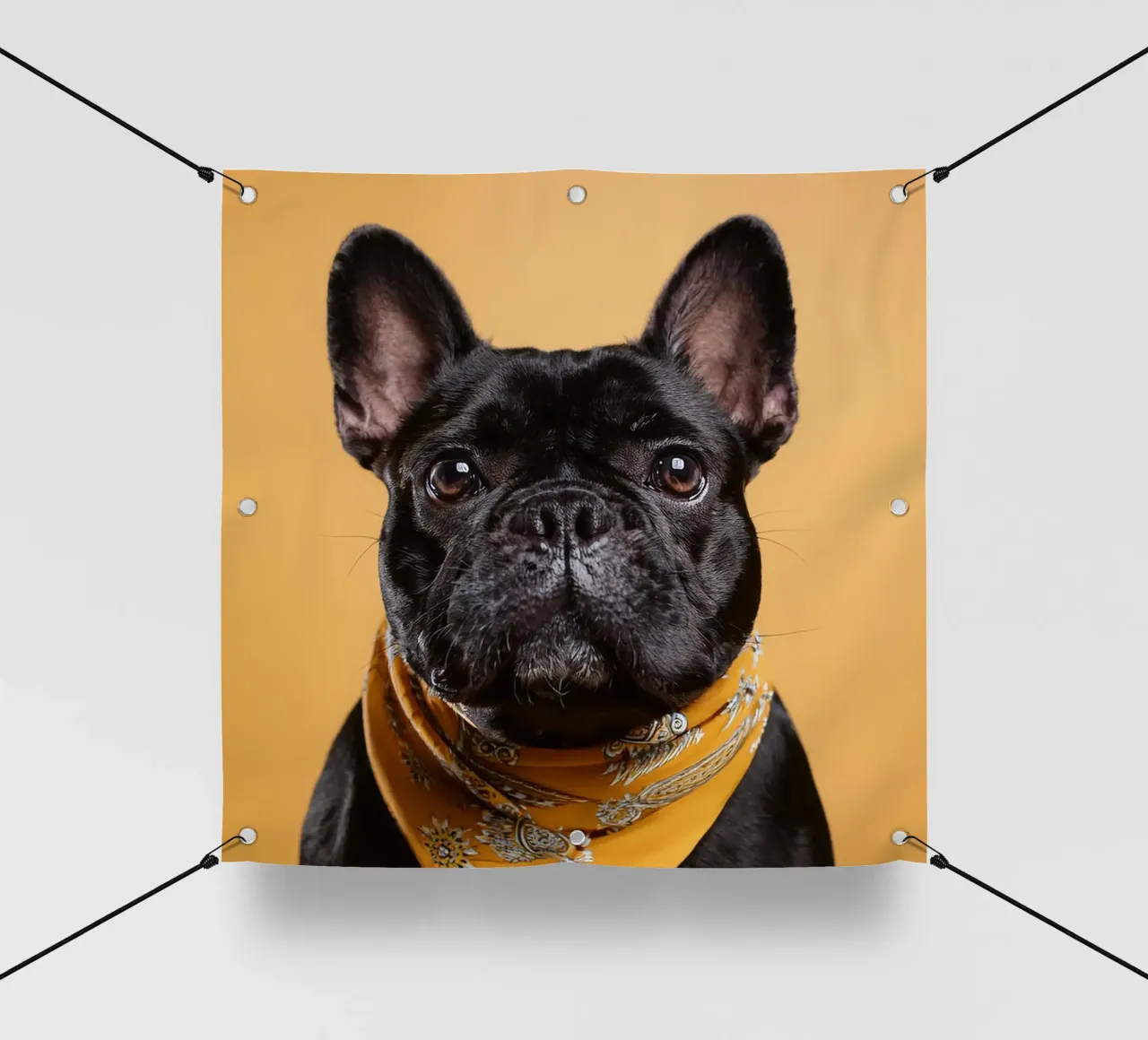 Chien d'arrêt à la mode dans un bandana jaune | Art canin moderne bâche pvc de FlexiDesignsByK