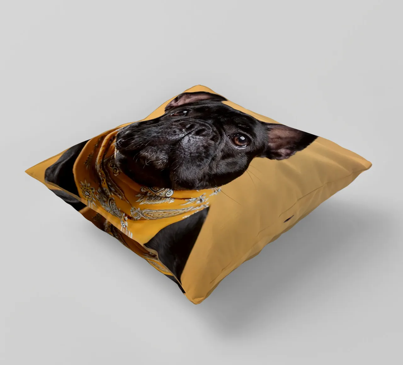 Chien d'arrêt à la mode dans un bandana jaune | Art canin moderne coussin de FlexiDesignsByK
