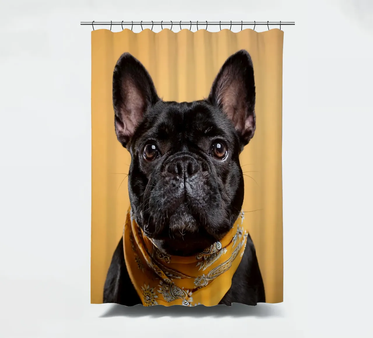 Chien d'arrêt à la mode dans un bandana jaune | Art canin moderne rideau de douche de FlexiDesignsByK