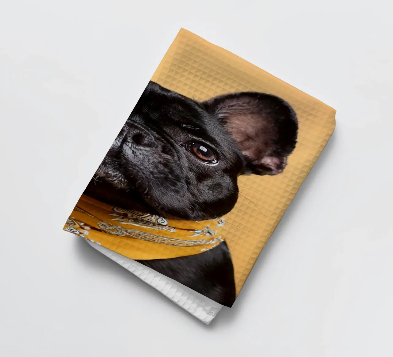 Chien d'arrêt à la mode dans un bandana jaune | Art canin moderne torchon de FlexiDesignsByK