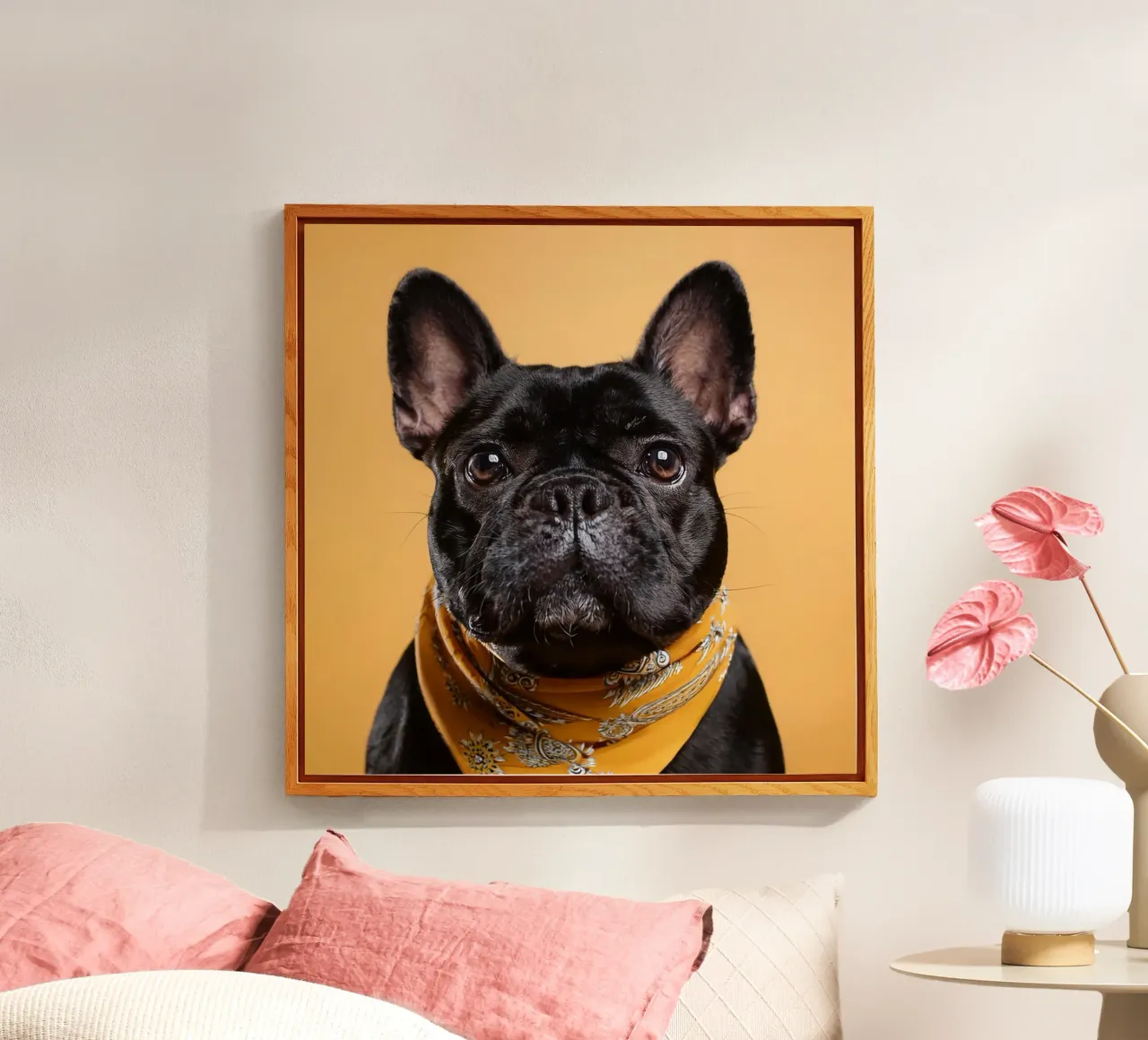 Chien d'arrêt à la mode dans un bandana jaune | Art canin moderne plexiglas de FlexiDesignsByK
