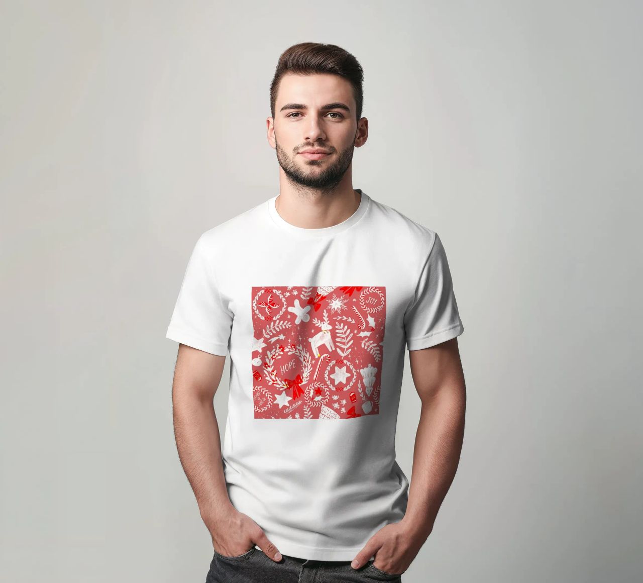 Magical Christmas Pattern in Red t-shirt da anisillustration