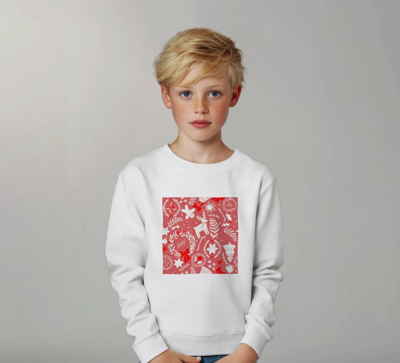 Magical Christmas Pattern in Red felpa bambino da anisillustration