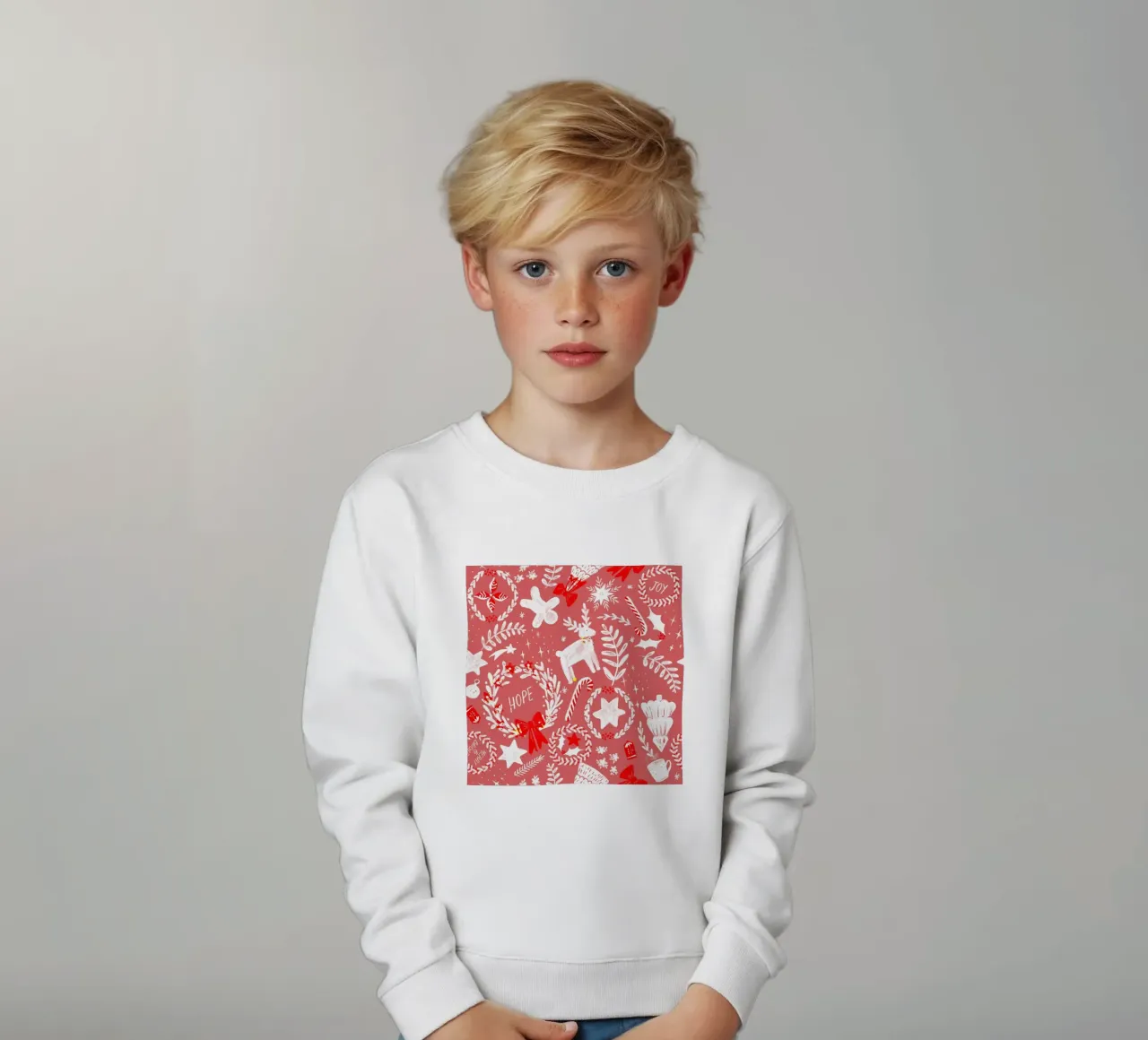 Magical Christmas Pattern in Red felpa bambino da anisillustration