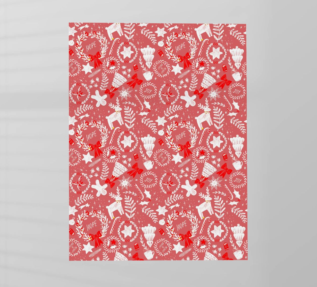 Magical Christmas Pattern in Red pellicola backlit da anisillustration