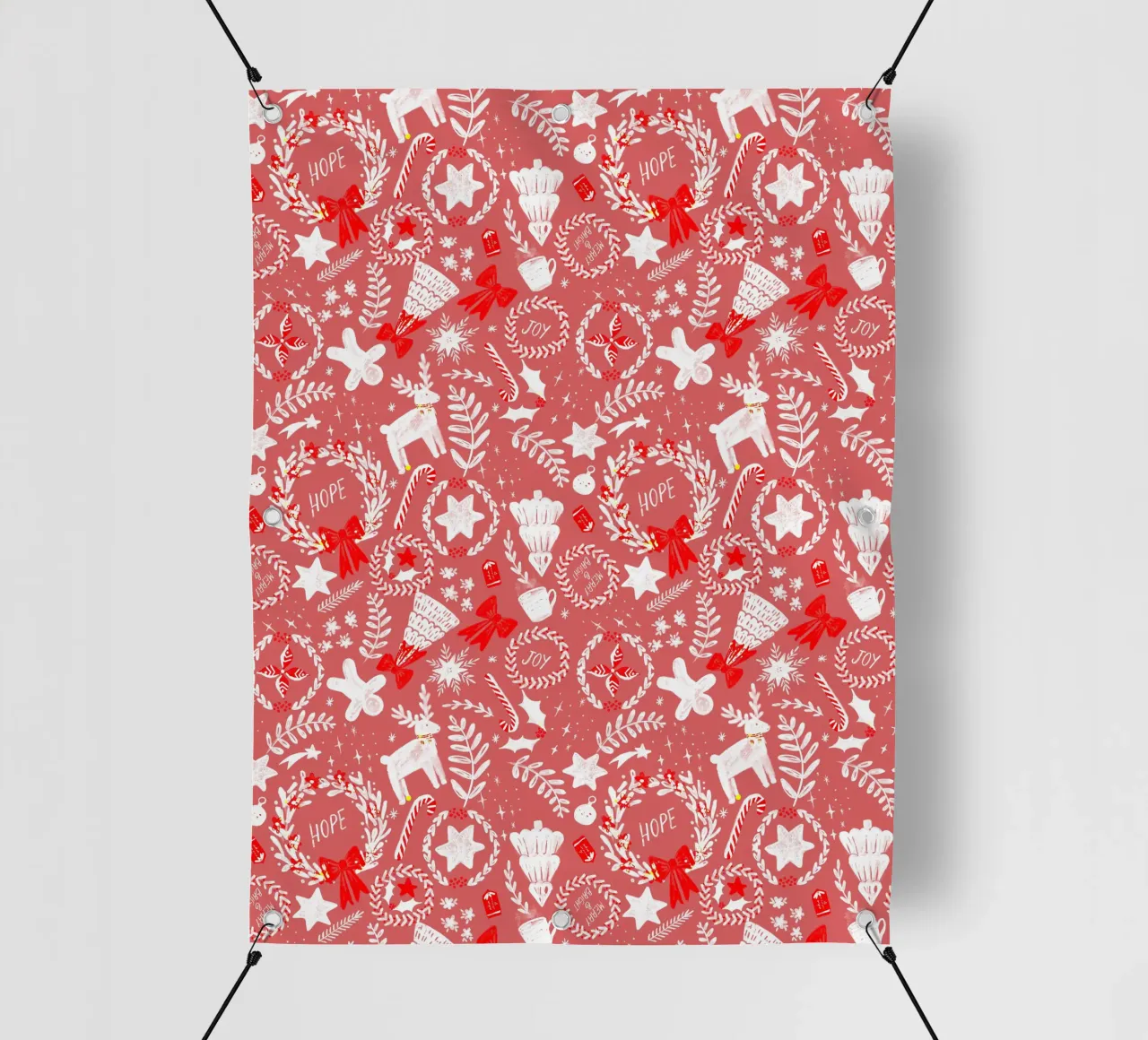 Magical Christmas Pattern in Red telo in pvc da anisillustration