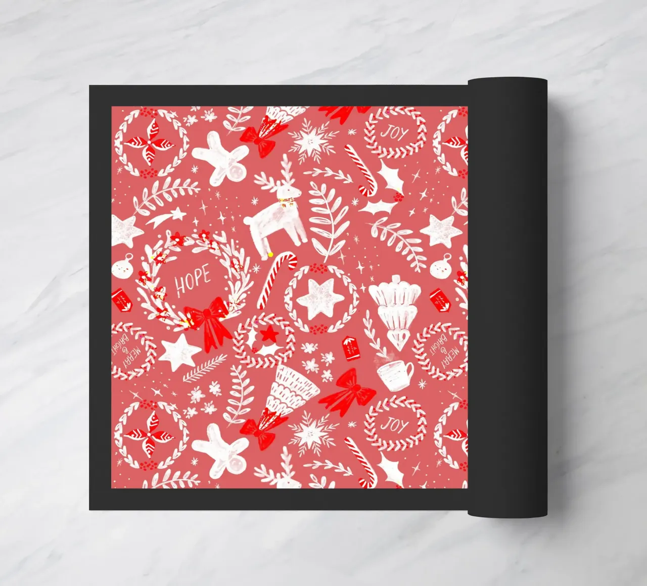 Magical Christmas Pattern in Red felpudo de anisillustration