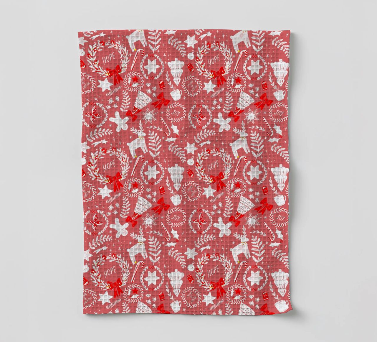 Magical Christmas Pattern in Red canovaccio da cucina da anisillustration