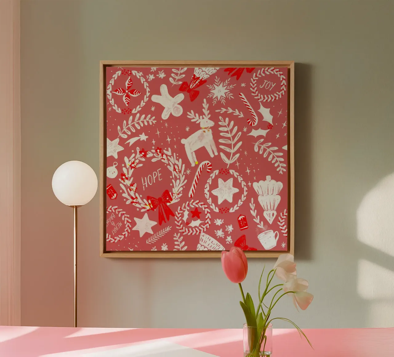 Magical Christmas Pattern in Red tela da anisillustration