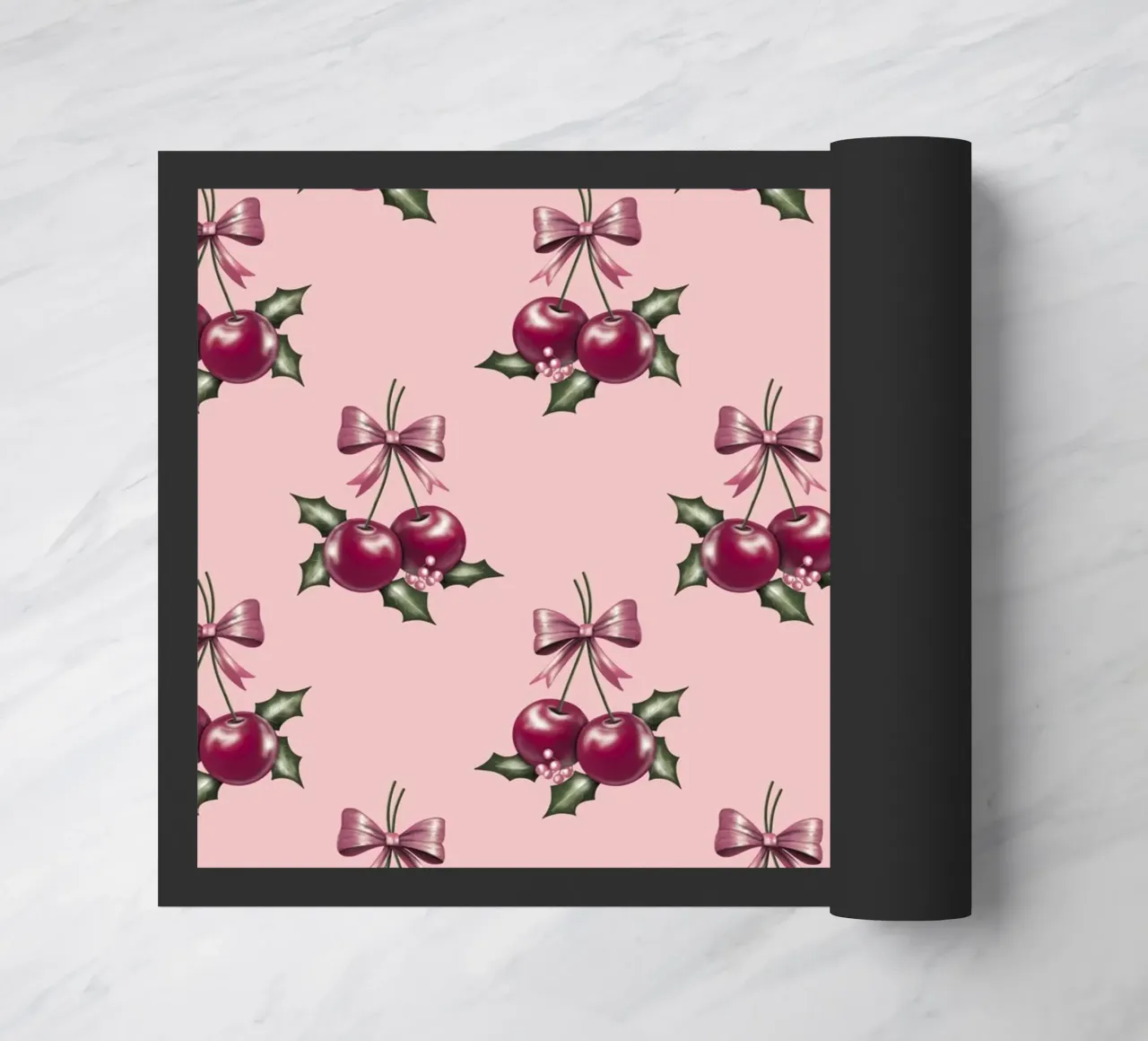 Cherry and Bows Pink Pattern zerbino da anisillustration