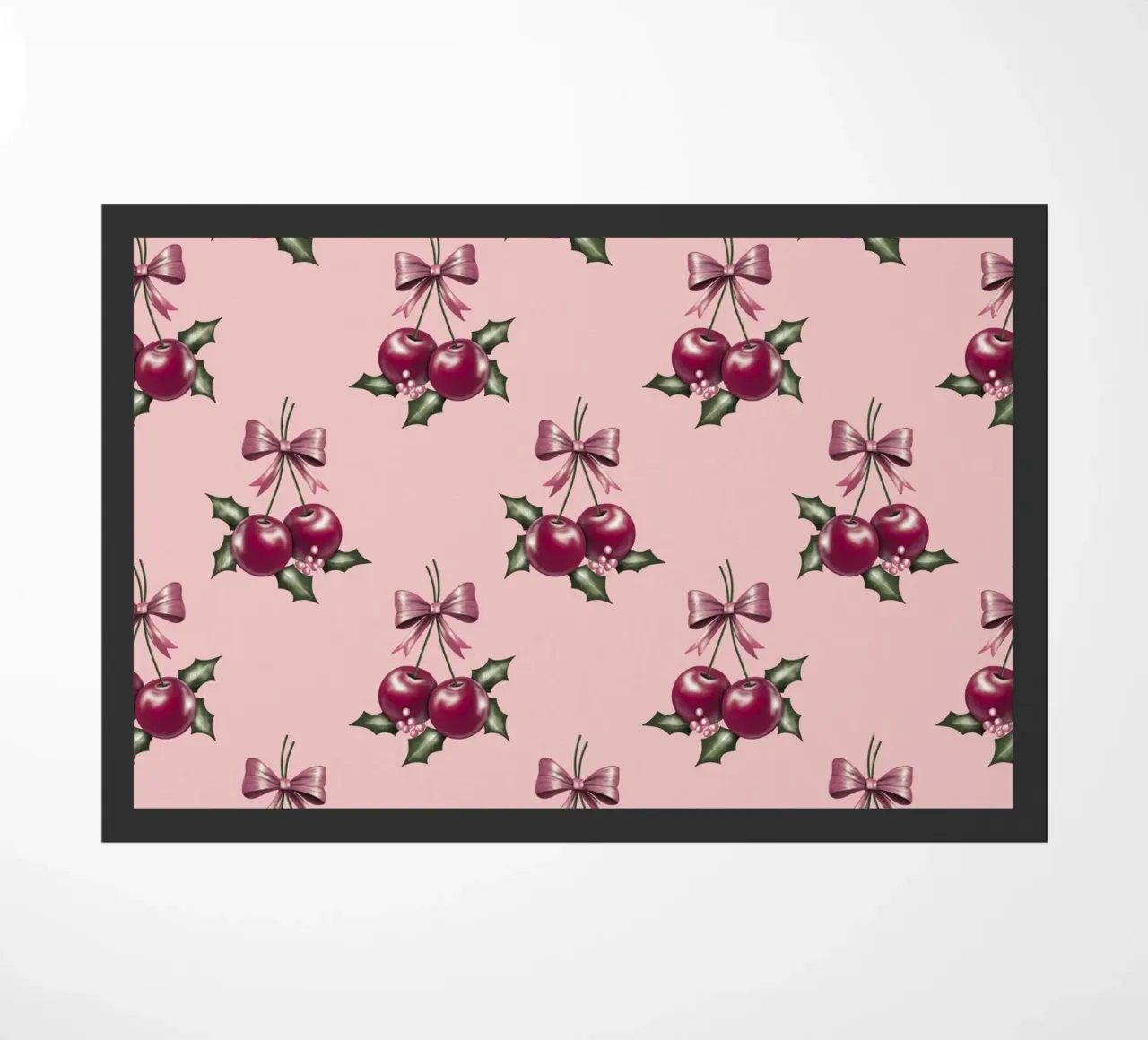 Cherry and Bows Pink Pattern zerbino da anisillustration