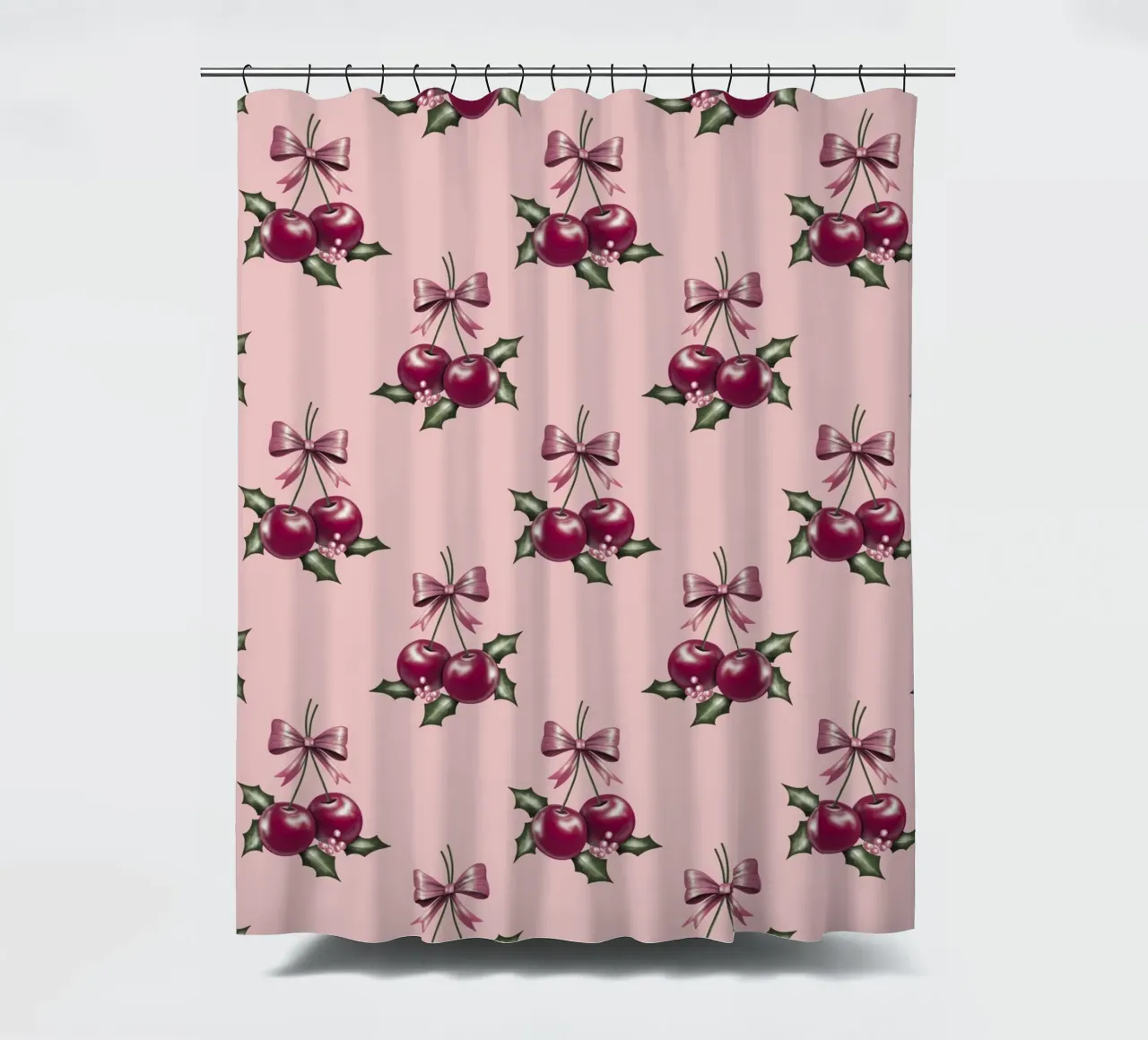 Cherry and Bows Pink Pattern tenda da doccia da anisillustration