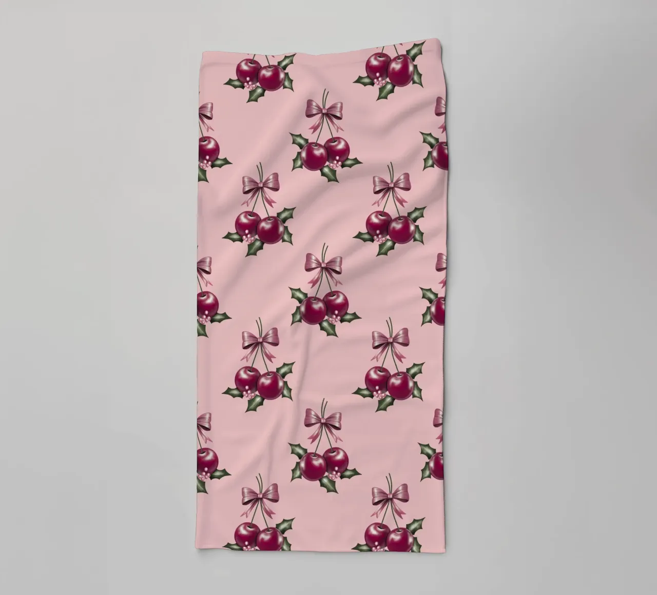 Cherry and Bows Pink Pattern asciugamano da bagno da anisillustration