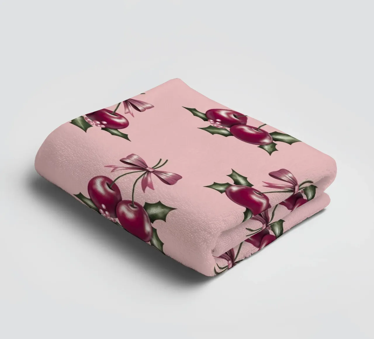 Cherry and Bows Pink Pattern asciugamano da bagno da anisillustration