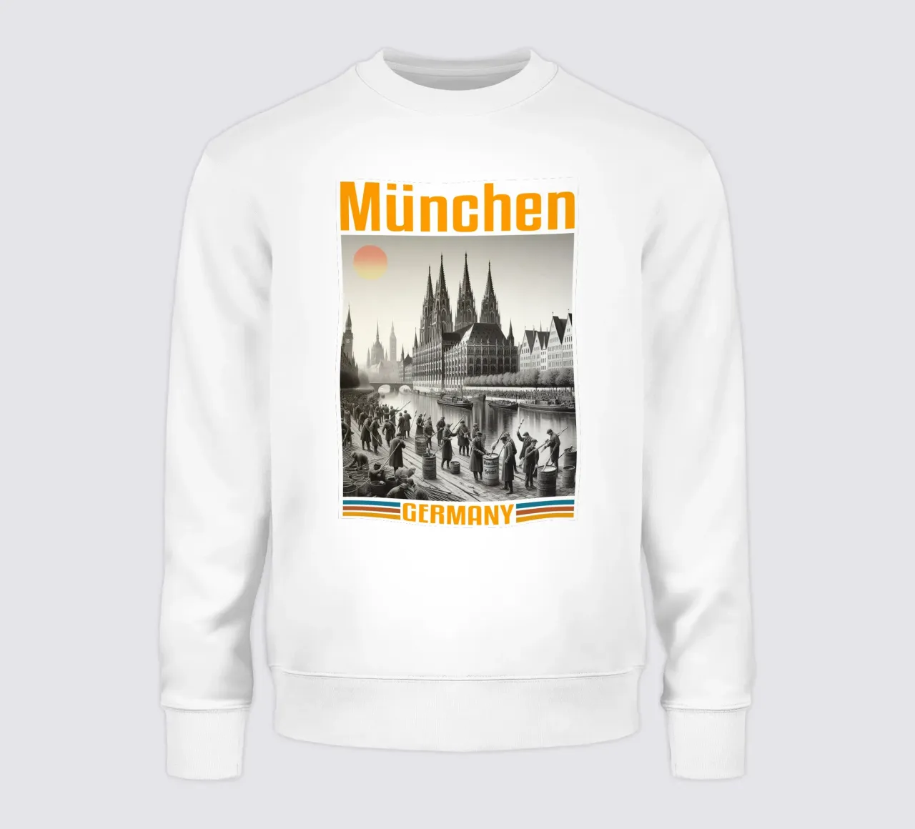 panorama della città di munchen anni '70 classico retrò felpa da theganduls