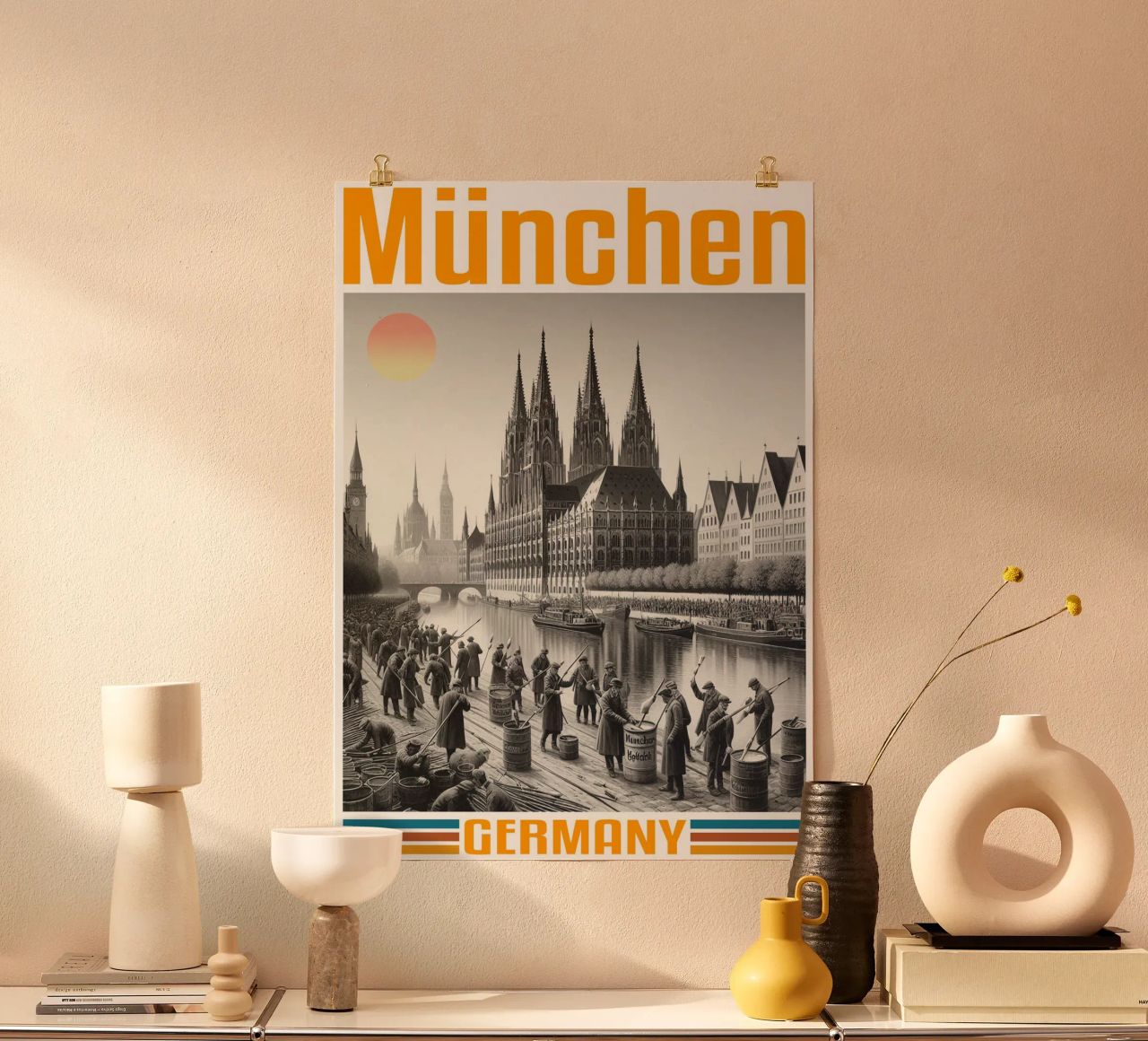 münchen stadtpanorama 70er Jahre klassisch retro Poster von theganduls