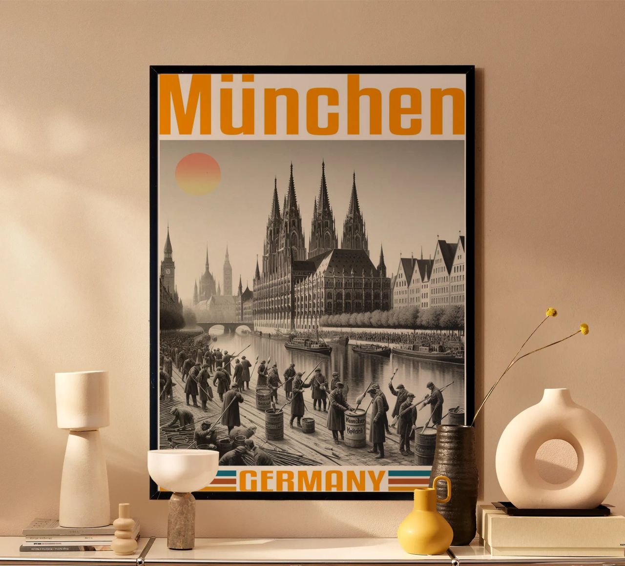 münchen stadtpanorama 70er Jahre klassisch retro Poster von theganduls
