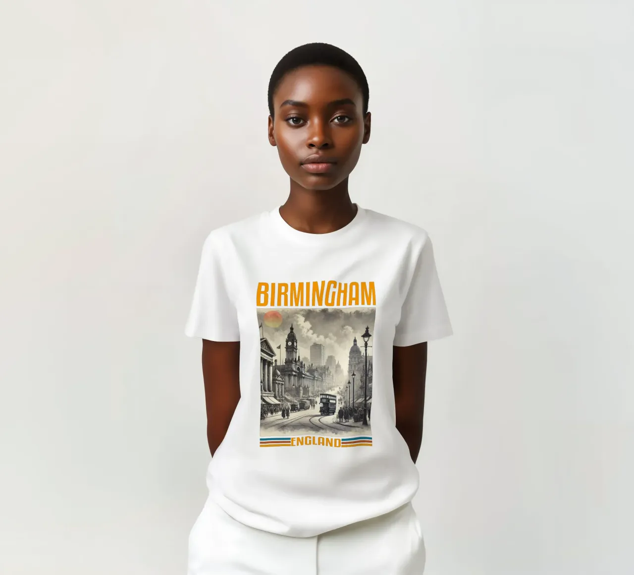 birmingham city panorama 70's classic retro t-shirt by theganduls
