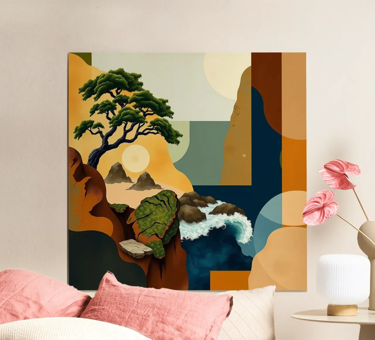 Geometria armoniosa della costa poster con telaio in legno da Organic Aesthetics