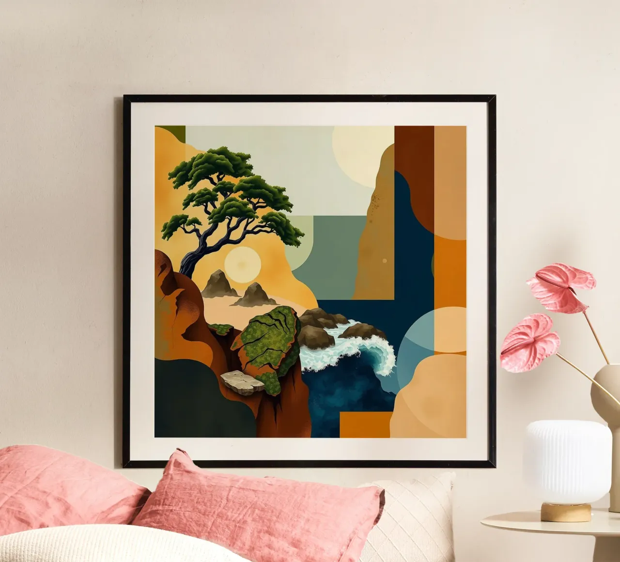 Geometria armoniosa della costa poster con telaio in legno da Organic Aesthetics