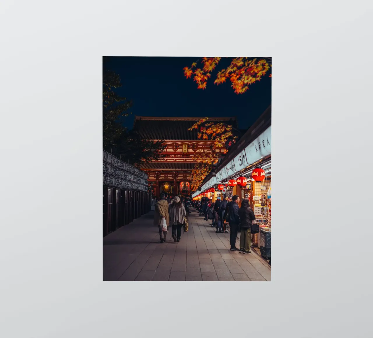Sensoji Temple in Asakusa, Tokyo, Japan at night in autumn sticker by Marcel Bisig