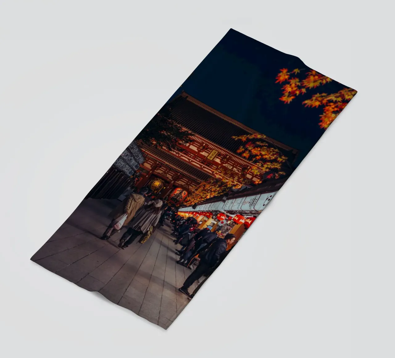 Sensoji Temple in Asakusa, Tokyo, Japan at night in autumn beach towel by Marcel Bisig