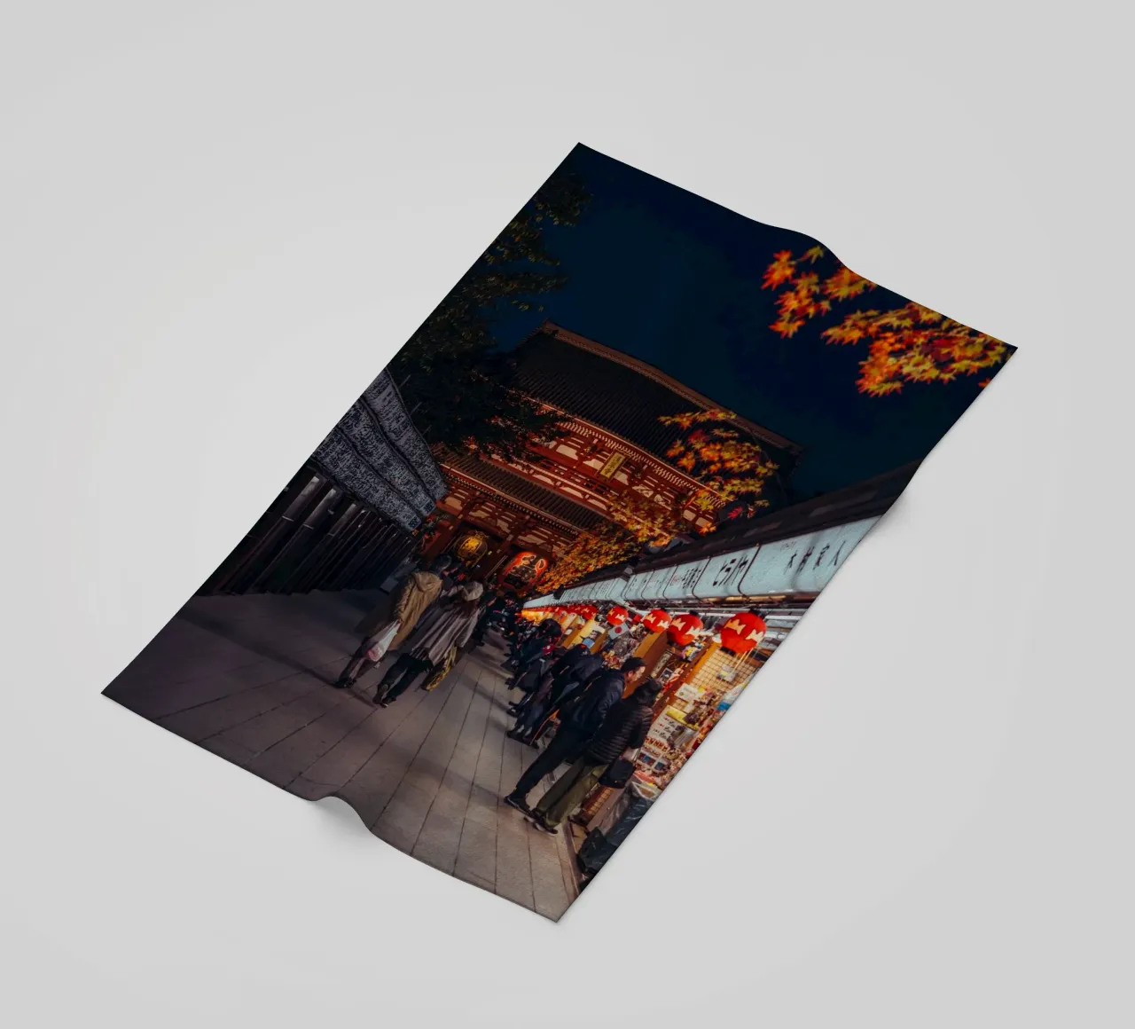 Sensoji Temple in Asakusa, Tokyo, Japan at night in autumn beach towel by Marcel Bisig