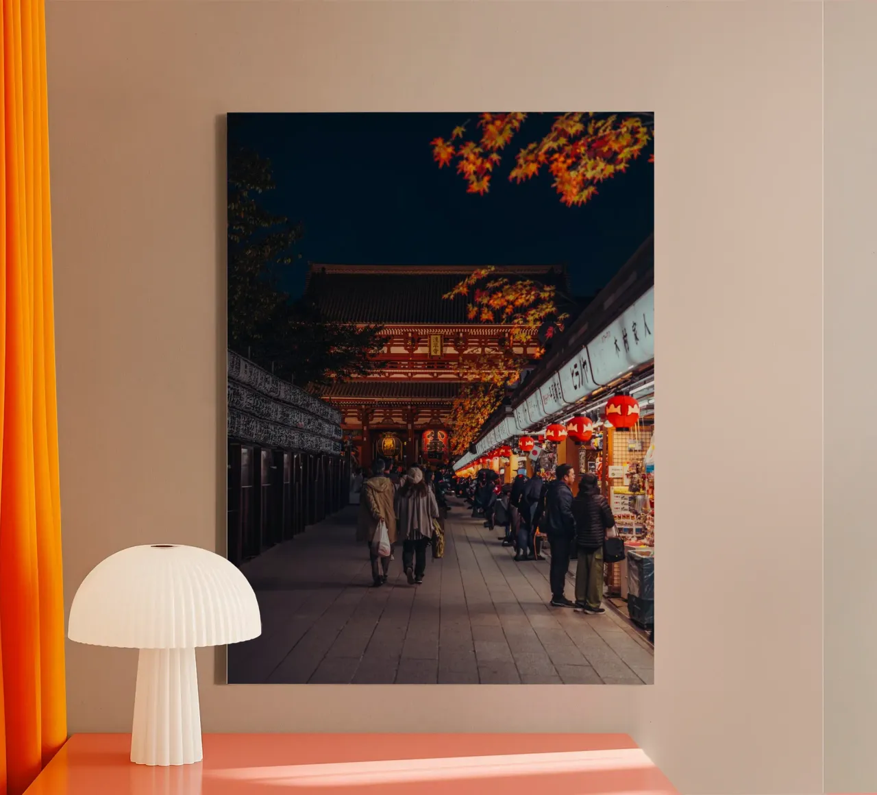 Il tempio Sensoji ad Asakusa, Tokyo, Giappone, di notte in autunno tela con Cornice a cassetta da Marcel Bisig
